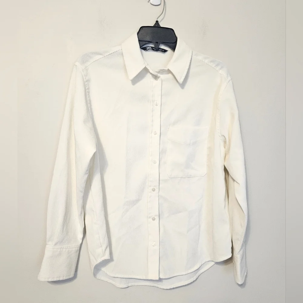 Zara button-up shirt with long sleeves and a single chest pocket